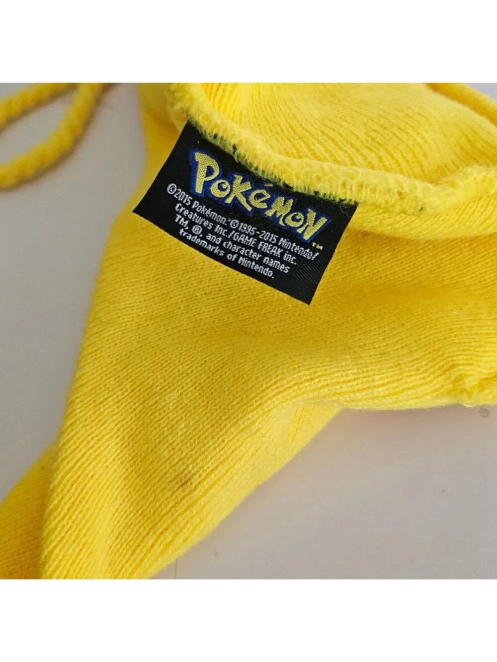 Pokemon Pikachu Costume Kids 10-12 Beanie Hat Trick or Treat Bag Tail Halloween
